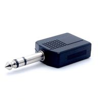 Adaptor Splitter Audio Jack Stereo 6.35mm Male ke Dual 1/4" 6.35mm Female, Konektor 2 Pin Male Female 6.35mm