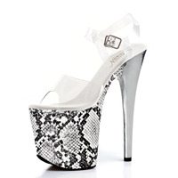 Sandales d'été sexy à plateforme imprimé léopard serpent de 20 cm, talons de 8 pouces, bout ouvert, pour pole dance, modèles de boîte de nuit, talons de strip-teaseuse