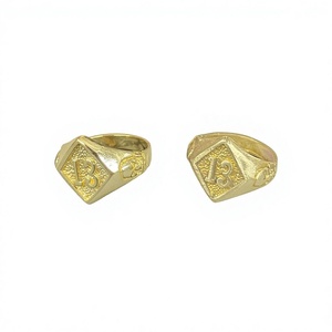 Bague pour homme en laiton plaqué or avec motif numéro 13, style classique, bijoux à porter au quotidien - Product Image 1