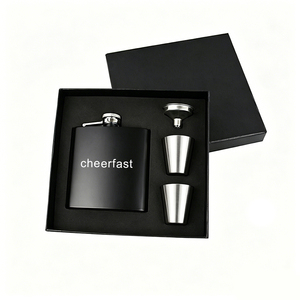 <span class=keywords><strong>Coffret</strong></span> Cadeau Gourde de Poche Noire Cheerfast 6 oz avec Entonnoir et Gourde de Hanche 6 oz en Acier Inoxydable et Pot à Boissons - Product Image 3