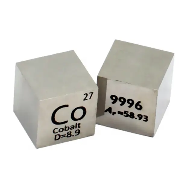 10mm Cobalt Métal Cube 8.8g 99.96% Gravé Tableau Périodique des Éléments