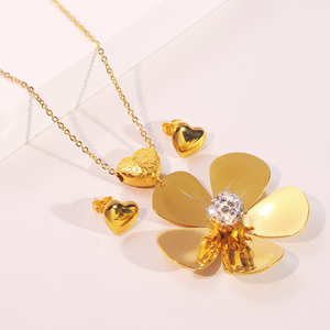 Ensemble de bijoux en acier inoxydable plaqué or GOODLUCK, collier et boucles d'oreilles, style vintage, accessoires de mode de luxe pour femmes - Product Image 4