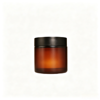 Bouteille en verre ambré givré de 80g 100g avec couvercle en plastique noir mat pour les soins de la peau et la crème pour le visage, pour crème pour le visage
