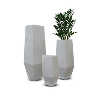 80/100/120cm grand vase de sol décoratif prix usine vase de sol en fibre de verre pour fleurs blanc géométrique sol grand vase