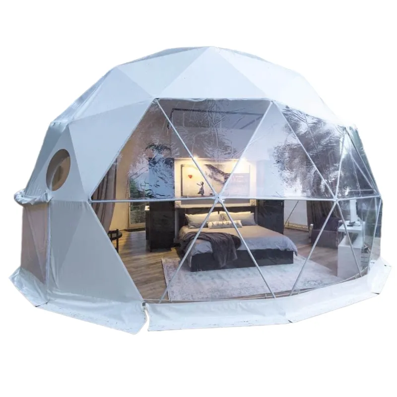 מלון יוקרה חיצוני כיפת בית פלדה PVC טרומי אוהל גלמפינג איגלו זכוכית אוהל כיפה גיאודזית