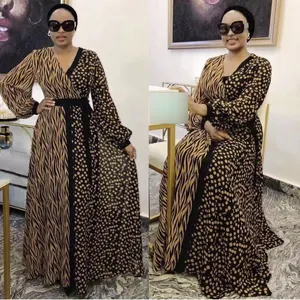 H & D Plus Size African Woman Printed Dashiki Dresses Party Long Sleeve Kaftan Dresses 2022 Summer Clothing