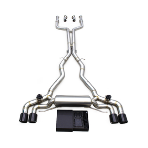 Système d'échappement Boska en acier inoxydable pour M5 F90 4.4T 2018-2023, avec valves, embouts noirs en carbone et télécommande - Product Image 1