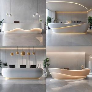 Mostrador de Recepción Moderno y Duradero de MDF con Forma Personalizada, Mostrador de Recepción para Empresa, Mostrador de Caja para Salón de Belleza, Mostrador de Recepción - Product Image 2