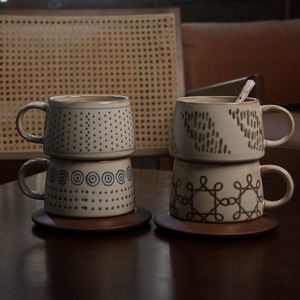 แก้วกาแฟ/นมเซรามิกแบบหยาบเคลือบสีสไตล์วินเทจ - Product Image 2