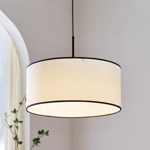 Lampe suspendue de style nordique, ronde, en tissu crème, Led E27, pour salon, chambre à coucher, salle à manger - Product Image 1