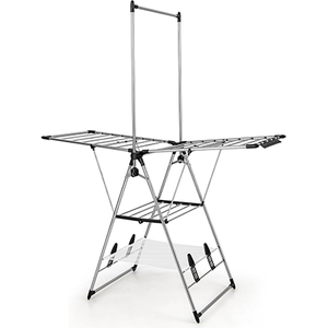 Best Price Foldable Double Tier Stainless Steel <b>Space</b> <b>Saving</b> Living Room Garment Hanger Clothes Drying Rack - Product Image 1