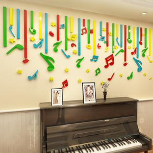 Décoration <span class=keywords><strong>de</strong></span> salle <span class=keywords><strong>de</strong></span> <span class=keywords><strong>musique</strong></span> <span class=keywords><strong>Notes</strong></span> joyeuses Autocollant mural en acrylique 3D tridimensionnel sur le thème <span class=keywords><strong>de</strong></span> la <span class=keywords><strong>musique</strong></span> - Product Image 2
