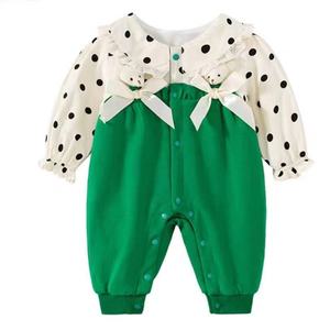 Combinaison en coton pour bébé fille nouveau-né, adorable ensemble deux pièces à col Peter Pan, fermeture pull-over, manches longues, vêtements <span class=keywords><strong>de</strong></span> printemps et d'automne pour grimper - Product Image 4