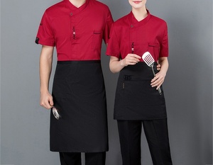 Vestes et manteaux <span class=keywords><strong>de</strong></span> chef unisexe à manches courtes Uniformes <span class=keywords><strong>de</strong></span> cuisine <span class=keywords><strong>de</strong></span> bar <span class=keywords><strong>de</strong></span> restaurant pour hommes et femmes Uniformes d'application d'hôtel - Product Image 4