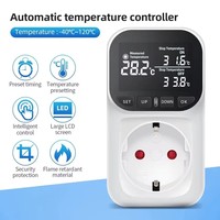 Thermostat de prise de contrôleur de température numérique prise ue 220V avec interrupteur de minuterie chauffage refroidissement pour réfrigérateur