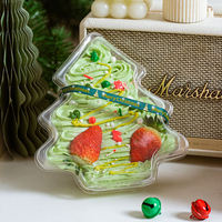 Boîte à gâteau transparente de qualité alimentaire en forme de sapin de Noël, style boîte à fruits coupés, pour mousse, tiramisu, crème, fraises, emballage de pâtisserie