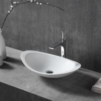 Éviers de Surface Solide Blanc Mat à Bord Mince Lavabo en Pierre Artificielle Lavabo en Résine Lavabo en Pierre Moulée