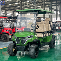 Voiturette de golf électrique 6 places, batterie lithium 72V, chariot de chasse tout-terrain avec pare-brise et phares LED, vente directe usine