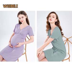 OEM vente en gros M-3XL été lâche croisé avant ouvert allaitement décontracté maternité vêtements d'allaitement <span class=keywords><strong>grossesse</strong></span> femmes <span class=keywords><strong>longue</strong></span> <span class=keywords><strong>robe</strong></span> - Product Image 5