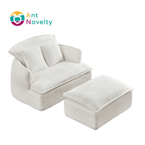 เก้าอี้โซฟาแบบพับได้ชุดออตโตมันหนังแท้ทันสมัยสำหรับห้องนั่งเล่นขนาดเล็กหอพักยิมมอลล์ - Product Image 2