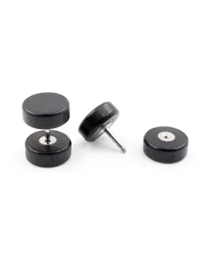 Alisouy 2 Pieces Fashion Wooden Ear Studs Earrings Natural Brown Black 8 10 12mm Punk Barbell Ear Plugs Brincos For Men Women