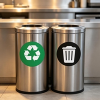 Autocollants ronds de 7cm pour signes de recyclage, autocollants auto-adhésifs en vinyle imperméable pour poubelle, pour le tri des déchets, 10 pièces