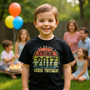 T-shirt vintage pour enfants, édition limitée 2017, pour 8 ans, chemise promotionnelle pour le 8e anniversaire - Product Image 3