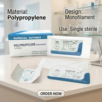 Aiguille résorbable marquée CE PGA USP2/0 3/0 pour la fermeture des plaies, fil de suture chirurgical en PP de 75 cm pour hôpital, clinique vétérinaire