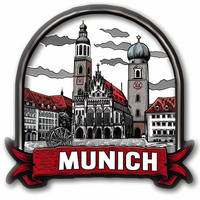 Aimant de réfrigérateur en résine de Munich 3d personnalisé de qualité supérieure OEM et aimant de réfrigérateur Souvenir touristique