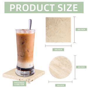 Posavasos Redondos de Travertino Natural de 4 Pulgadas con Base de Corcho Antideslizante para Decoración de Mesa de Café, Envío desde Almacén en EE. UU. - Product Image 2