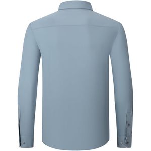 เสื้อเชิ้ตผู้ชายสั่งตัด แขนยาว คอลเลคชั่นพรีเมียม สีฟ้าอ่อน ไซส์ M ผ้าป๊อปลินยืด ป้องกันรอยยับ สไตล์ลำลองสำหรับธุรกิจ - Product Image 3
