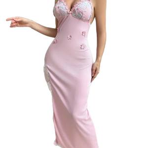 Camicia <span class=keywords><strong>da</strong></span> <span class=keywords><strong>notte</strong></span> Sexy di alta qualità <span class=keywords><strong>da</strong></span> <span class=keywords><strong>donna</strong></span> Sexy in prospettiva cava con ricamo floreale con bretelle <span class=keywords><strong>lunghe</strong></span> abito <span class=keywords><strong>da</strong></span> <span class=keywords><strong>notte</strong></span> divertente - Product Image 6