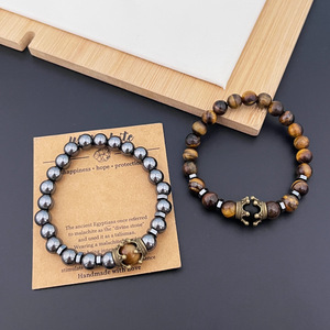 Bracelet élastique en <span class=keywords><strong>pierre</strong></span> naturelle tendance, hématite, œil <span class=keywords><strong>de</strong></span> tigre, mat, perles <span class=keywords><strong>de</strong></span> 8 mm, pour hommes et femmes, cadeaux - Product Image 1
