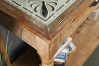 Table d'entrée latérale Innova Home, style rétro rustique, en bois massif blanc patiné, avec 2 tiroirs, assemblage facile, pour salon