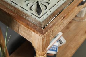 Innova Home Custom <b>Retro</b> Farmhouse White Wash Solid Wood Top Side Entry Table 2 Drawers Dining Hotel Use Durable Living Room - Product Image 4