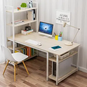 Ev yatak odası mobilyası pc stüdyo dizüstü bilgisayar ofis bilgisayar masası ile kitaplık ayarlanabilir iş istasyonu yazı masaüstü çalışma masası