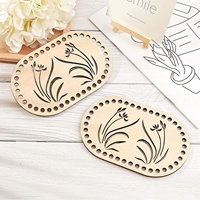 Base de sac en bois poli 2 pièces avec motif d'herbe outil de tissage de fond de panier ovale bricolage pour la décoration de souvenirs de cadeaux en bambou