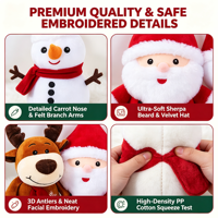 Peluche douce en polyester Père Noël Bonhomme de neige Renne, jouet en peluche, poupée, doudou pour fête de Noël et machine d'arcade