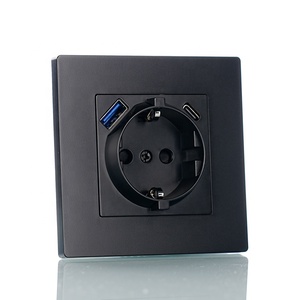 Đen PC Bảng điều chỉnh EU điện Schuko cắm ổ cắm với 2 USB A + C Cổng 250V 16A Đức pd20w USB Một USB C tường Ổ cắm ổ cắm - Product Image 6