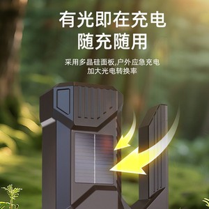 Linterna LED recargable con energía solar, luz de emergencia para exteriores con asa para camping y pesca - Product Image 5