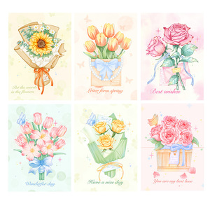 Biglietto d'auguri con bouquet, stile acquerello, per Tanabata, San Valentino, per insegnanti - Product Image 5