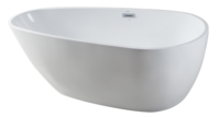 Baignoire autoportante en acrylique pantoufle ovale avec tuyau de vidange chromé adulte trempage certifié CUPC