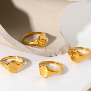 Bijoux étanches en plaqué or 18K Chevalière en acier inoxydable sans ternissement Bague signe du zodiaque personnalisée Bijoux d'<span class=keywords><strong>horoscope</strong></span> - Product Image 3
