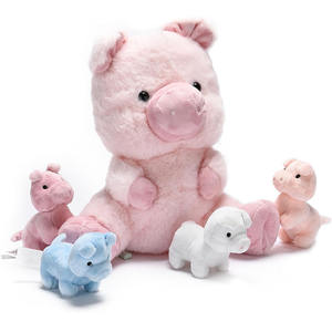 A753 Animal <span class=keywords><strong>de</strong></span> peluche mamá 4 bebé Plushie Piggies Fluffy Farm Toy Piglet Animal <span class=keywords><strong>de</strong></span> peluche niños regalos ideales niñas juguete <span class=keywords><strong>de</strong></span> peluche cerdo azul - Product Image 1