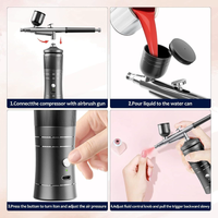 Kit d'aérographe portable multifonctionnel professionnel en cuivre à alimentation par gravité pour le maquillage, l'art des ongles, le tatouage, la décoration de gâteaux