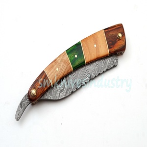 Navaja de Afeitar de Acero de Damasco Tallada a Mano, Tradicional y Personalizada (Rz308) - Product Image 6