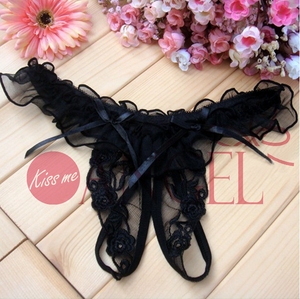 KISS ME ANGEL direct all'ingrosso le donne si sentono aperte sul cavallo trasparente grazioso perizoma in mesh ricamato - Product Image 3