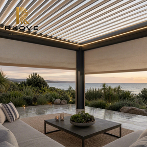 Sistema de Pérgola Motorizada de Aluminio de Lujo RKOVE RK-C2 4*5m con Techo de Láminas y Persianas Laterales para Patio Trasero o Terraza - Product Image 1