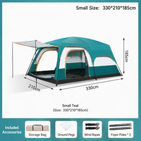 Tente de glamping 2 chambres 1 salon pour famille, extérieur, double couche, quatre saisons, imperméable, coupe-vent, polyester 210T