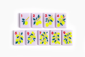 Ensemble de Mahjong Américain de Luxe Lilas, 160 Tuiles Gravées, Collection Botanique Personnalisée, Design Alimentaire Harvest <span class=keywords><strong>Cuisine</strong></span>, Cadeau Boutique - Product Image 2